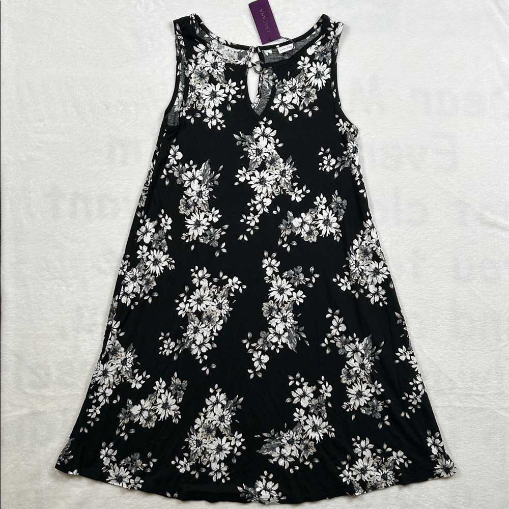 Lascana Floral Tank Dress 4 | Black Flowy O Ring Neck Boho Summer